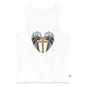 Holy Cross Jesus Christ Wings Angel Heaven - Men's Premium Organic Tank Top - white - Front - AI Model Male 178 light (178cm)