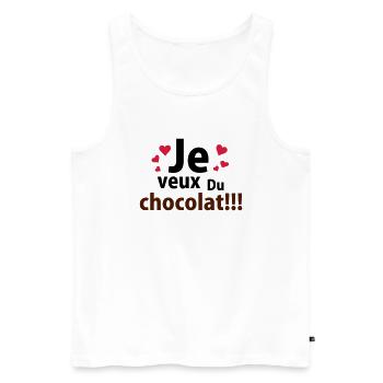 je veux du chocolat - Débardeur bio Premium Homme - blanc - Devant - AI Model Male 178 light (178cm)