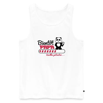 bientôt papa - Futur père - Panda - Débardeur bio Premium Homme - blanc - Devant - AI Model Male 178 light (178cm)