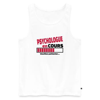 psychologue en cours - Débardeur bio Premium Homme - blanc - Devant - Michal (187cm)