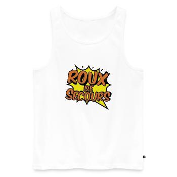 ROUX DE SECOURS COMIC STYLE - Débardeur bio Premium Homme - blanc - Devant - Michal (187cm)