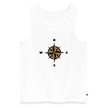 Compass, rose des vents (BM2) - Débardeur bio Premium Homme - blanc - Devant - AI Model Male 178 light (178cm)