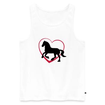 Fresian or Gypsie Cob type Horse with Heart - Men's Premium Organic Tank Top - white - Front - AI Model Male 178 light (178cm)
