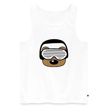 gesicht kopf feiern party dj kopfhoerer musik spas - Männer Premium Bio Tank Top - Weiß - Vorne - AI Model Male 178 light (178cm)