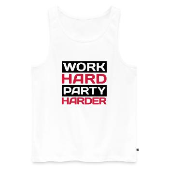 work hard party harder - Männer Premium Bio Tank Top - Weiß - Vorne - AI Model Male 178 light (178cm)