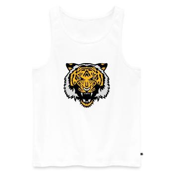 tigre animal sauvage tiger face cartoon - Débardeur bio Premium Homme - blanc - Devant - Michal (187cm)