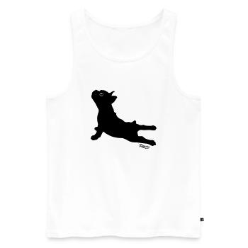 Aphrodite | Französische Bulldogge - Männer Premium Bio Tank Top - Weiß - Vorne - Michal (187cm)