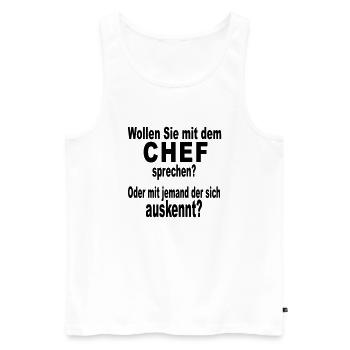 Chef Boss Bürohumor - Männer Premium Bio Tank Top - Weiß - Vorne - Michal (187cm)