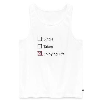 Single Taken Enjoying life - Débardeur bio Premium Homme - blanc - Devant - AI Model Male 178 light (178cm)