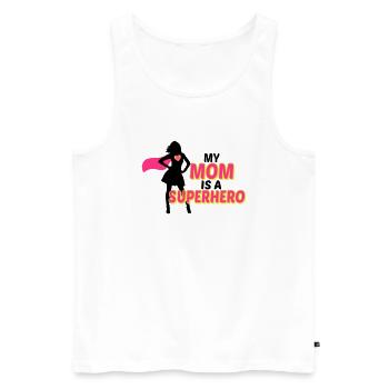 My mom is a Superhero-Meine Mama ist ein Superheld - Männer Premium Bio Tank Top - Weiß - Vorne - Michal (187cm)