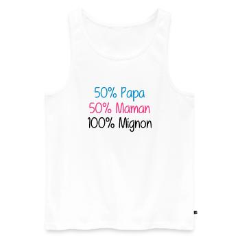 50% Papa 50% Maman 100% Mignon - Men's Premium Organic Tank Top - white - Front - Michal (187cm)