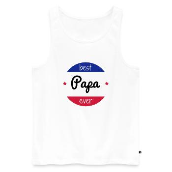 Papa Fête des Pères Naissance Bébé Anniversaire - Débardeur bio Premium Homme - blanc - Devant - Michal (187cm)