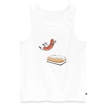 Happy Hot Dog T-Shirt - Power Rangers - Men's Premium Organic Tank Top - white - Front - AI Model Male 178 light (178cm)