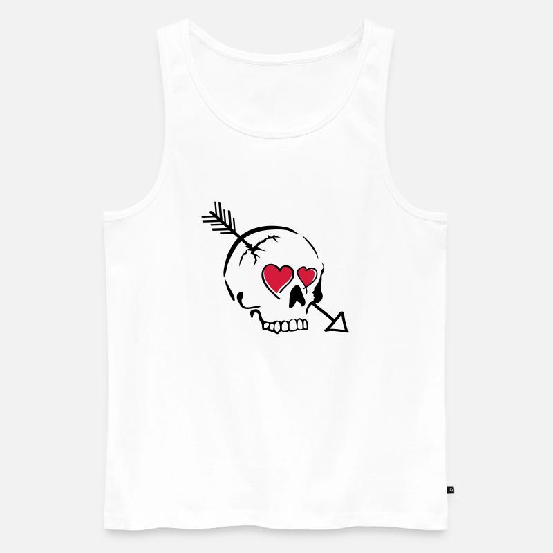 schädel pfeil herzen - Männer Premium Bio Tank Top - Weiß