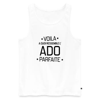 adolescent / enfant / ado / adolescente - Débardeur bio Premium Homme - blanc - Devant - AI Model Male 178 light (178cm)