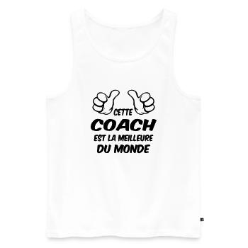 Meilleure coach du monde - Débardeur bio Premium Homme - blanc - Devant - Michal (187cm)