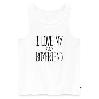 i love my boyfriend hearts - Männer Premium Bio Tank Top - Weiß - Vorne - Michal (187cm)