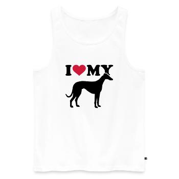 Whippet - Männer Premium Bio Tank Top - Weiß - Vorne - AI Model Male 178 light (178cm)