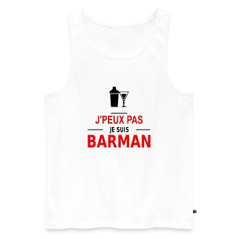 j'peux pas je suis barman - Men's Premium Organic Tank Top - white - Front - AI Model Male 178 light (178cm)