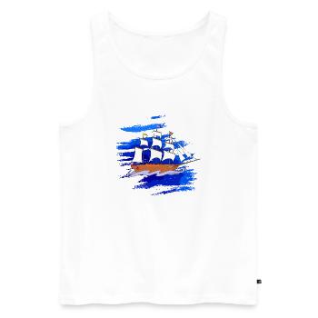 Sailing ship - Men's Premium Organic Tank Top - white - Front - Michal (187cm)