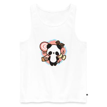 kawaii panda - lots of candy & sweets - Männer Premium Bio Tank Top - Weiß - Vorne - Michal (187cm)