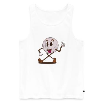 funky volley ball personnage de dessin animé mignon marchant - Débardeur bio Premium Homme - blanc - Devant - Michal (187cm)