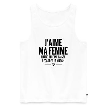 j aime ma femme / humour mari - Débardeur bio Premium Homme - blanc - Devant - Michal (187cm)