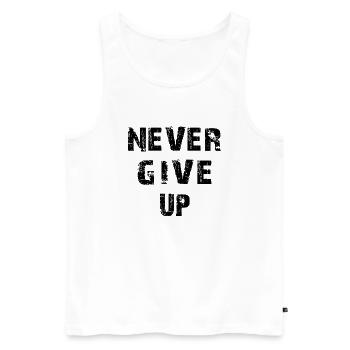 Never give up used - Männer Premium Bio Tank Top - Weiß - Vorne - Michal (187cm)