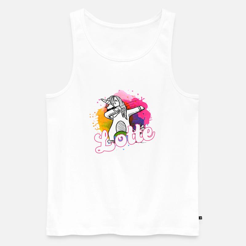 LOTTE - Schöner Name mit dabbing Einhorn - Männer Premium Bio Tank Top - Weiß