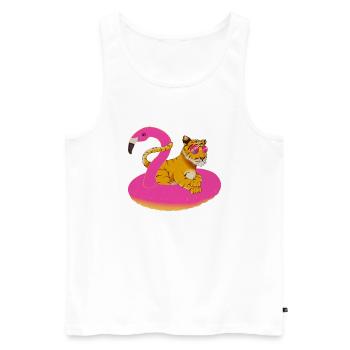 Tiger with Flamingo Flamingo, Tropical - Men's Premium Organic Tank Top - white - Front - Michal (187cm)