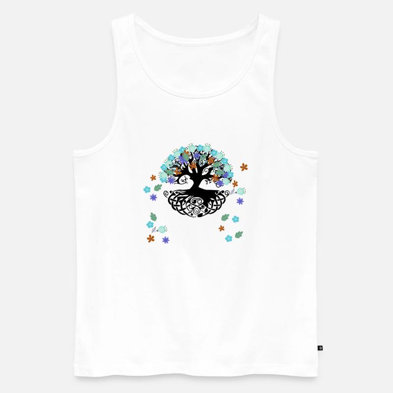 Baum des Lebens,Runen,Keltische, lebensbaum,Blumen - Männer Premium Bio Tank Top - Weiß