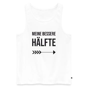 Valentinstag Partnershirt: meine bessere Hälfte - Männer Premium Bio Tank Top - Weiß - Vorne - Michal (187cm)
