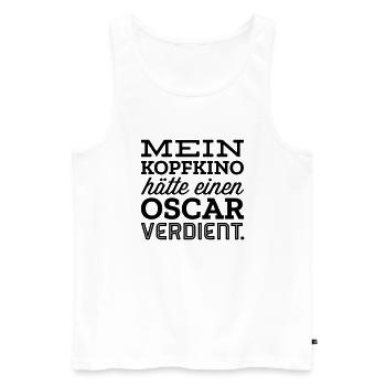 Warum ich grinse? KOPFKINO! - Männer Premium Bio Tank Top - Weiß - Vorne - AI Model Male 178 light (178cm)
