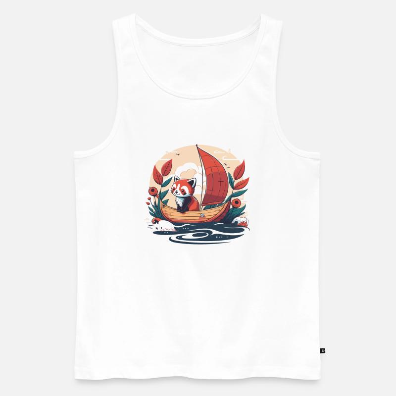 roter Panda auf einem Boot - Männer Premium Bio Tank Top - Weiß