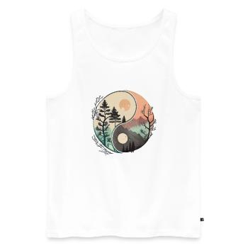 Ying Yang - Montagnes / Plage - Débardeur bio Premium Homme - blanc - Devant - Michal (187cm)