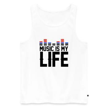 La musique est ma vie - Débardeur bio Premium Homme - blanc - Devant - AI Model Male 178 light (178cm)