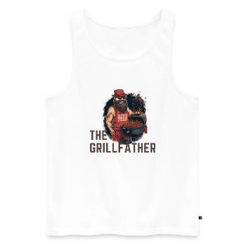 The Grillfather, A BBQ master - Männer Premium Bio Tank Top - Weiß - Vorne - Michal (187cm)