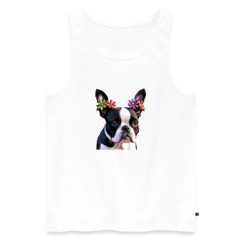 chien bouledogue français - Débardeur bio Premium Homme - blanc - Devant - AI Model Male 178 light (178cm)