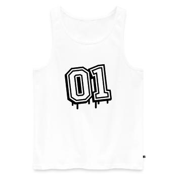 01 One Number - Men's Premium Organic Tank Top - white - Front - AI Model Male 178 light (178cm)
