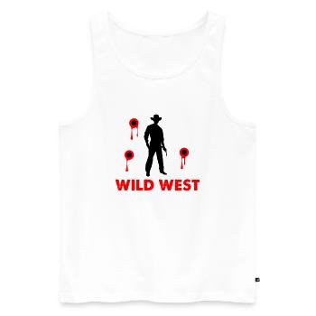 Cowboy Far West - Débardeur bio Premium Homme - blanc - Devant - AI Model Male 178 light (178cm)