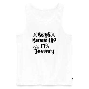 boys bundel up its january - Débardeur bio Premium Homme - blanc - Devant - Michal (187cm)