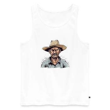 Angry Peasant No. 1 - Men's Premium Organic Tank Top - white - Front - Michal (187cm)