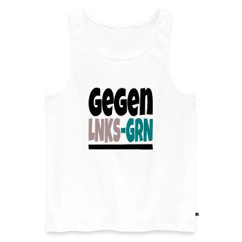 gegen lnks grn II - Männer Premium Bio Tank Top - Weiß - Vorne - AI Model Male 178 light (178cm)