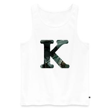 Lettre k marbré vert - Débardeur bio Premium Homme - blanc - Devant - AI Model Male 178 light (178cm)