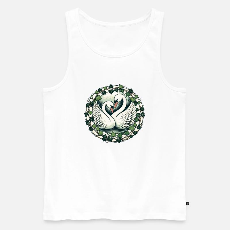 Schwanen-Pärchen - Männer Premium Bio Tank Top - Weiß