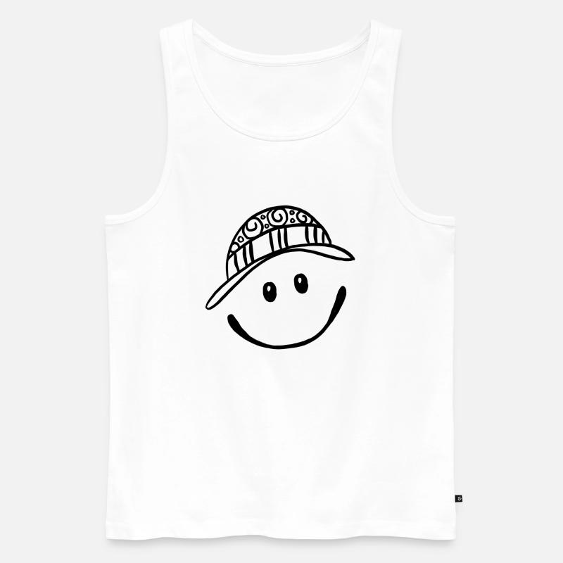 Smile Gesicht mit Hut - Männer Premium Bio Tank Top - Weiß