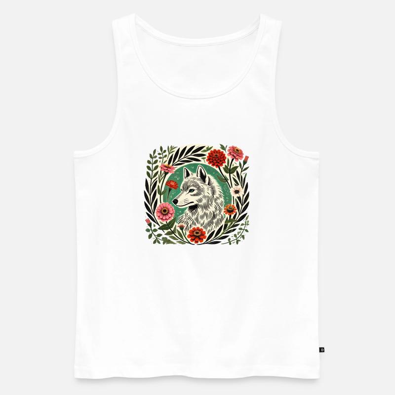Wolf - Männer Premium Bio Tank Top - Weiß