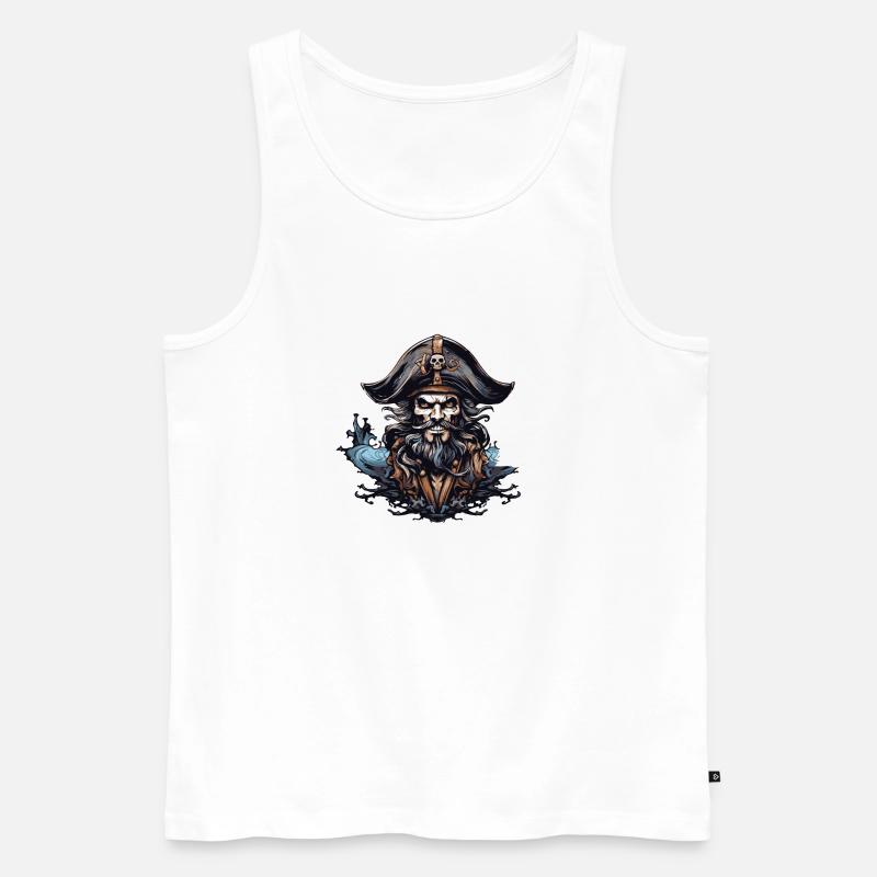 Pirat Captain Kapitän - Männer Premium Bio Tank Top - Weiß
