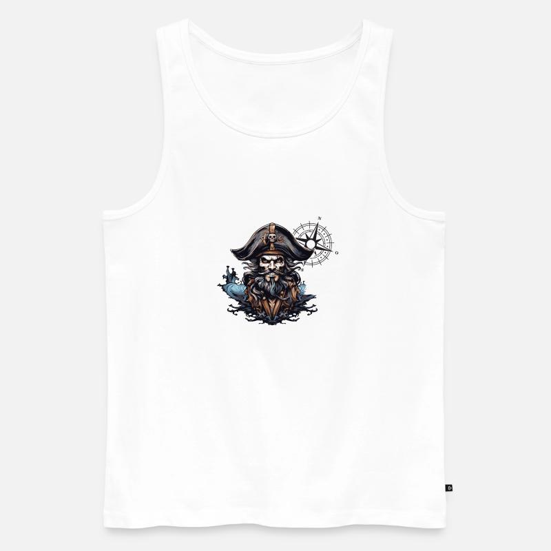 Pirat Captain Kapitän - Männer Premium Bio Tank Top - Weiß