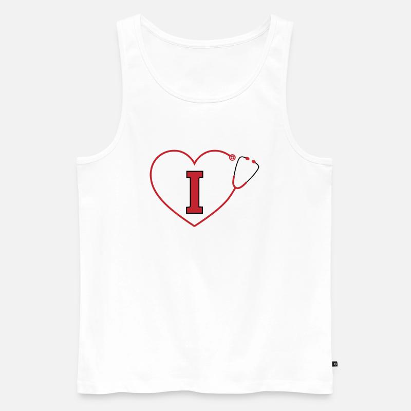 Buchstabe i Stethoskop - Männer Premium Bio Tank Top - Weiß